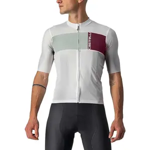 Maillot manches courtes castelli prologo 7 gris clair vert clair pas cher