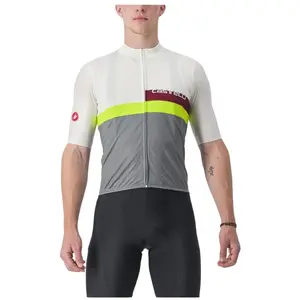 Maillot Castelli A Blocco à Manches Courtes Blanc Gris, Taille XXL pas cher