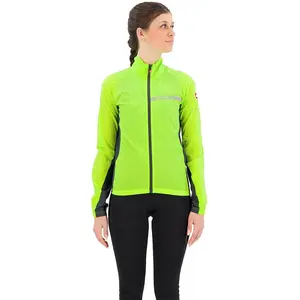 Comparateur de prix : Veste fine coupe-vent Castelli Squadra Stretch vert lime électrique gris femme - XS