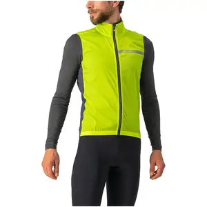 Gilet coupe-vent Castelli Squadra Stretch vert lime électrique gris - S