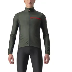 Veste fine coupe-vent Castelli Squadra Stretch vert foncé rouge - S pas cher