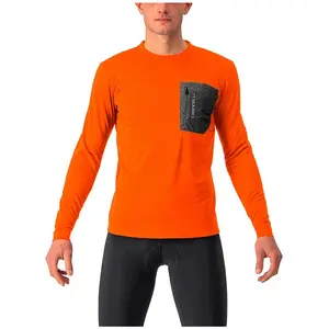 Maillot Castelli Unlimited Merino manche longue orange gris foncé - L