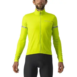 Maillot Castelli Fondo 2 manche longue vert lime électrique argenté - L