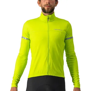 Maillot Castelli Fondo 2 manche longue vert lime électrique argenté - XL pas cher