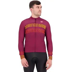 Maillot Castelli Unlimited Thermal manche longue rouge bordeaux jaune orange - XL