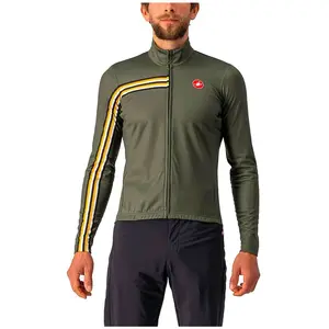 Maillot Castelli Unlimited Thermal manche longue vert foncé jaune - M
