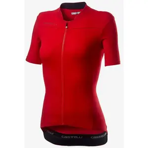 Maillot Castelli Anima 3 manche courte rouge noir femme - L pas cher