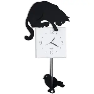 Horloge à pendule - CHAT HUNTER - Arts et artisanat - Noir - Bois mass... pas cher