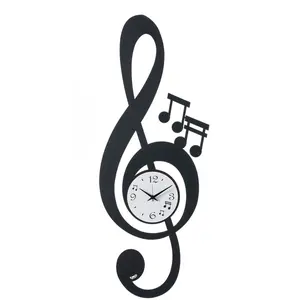 ARTI E MESTIERI horloge murale CHIAVE MUSICALE (Noir - Métal verni)