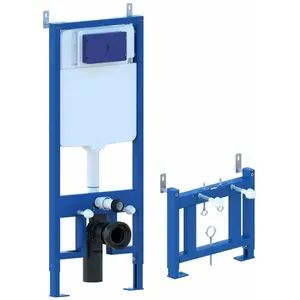 GIORGY Châssis de bâti-support pour bidet, châssis réservoir caché complet de plaque de commande Inox pour couple de sanitaires suspendu