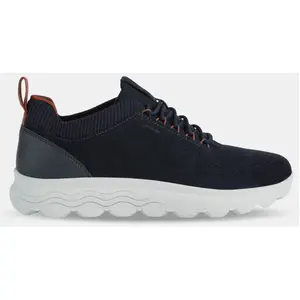 Geox - Baskets en Velours de Cuir Spherica bleu marine T.40 pas cher
