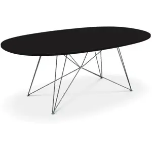 MAGIS table ovale XZ3 (Plateau noir, structure chromée - MDF et acier) pas cher