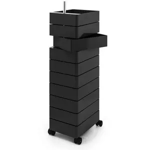 MAGIS 360° meuble avec 10 tiroirs (Noir - ABS poli / Aluminium)
