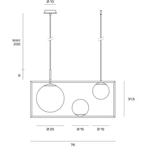 miloox by Sforzin Suspension Buble, dorée, 3 abat-jour verre opale