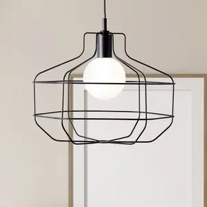 miloox by Sforzin Suspension Wire, noir, cage métallique, 40 x 33 cm