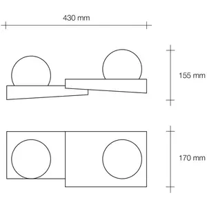 TECNICO by Sforzin Applique murale Cicladi à 2 lampes, largeur 43 cm, ...Vendu parluminaire