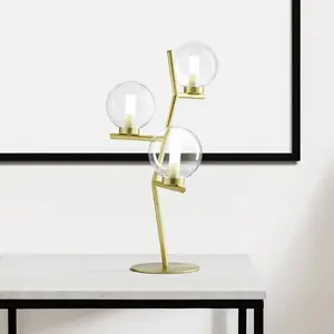 miloox by Sforzin Lampe à poser Camely, 3 lampes, or brossé/clair, ver... pas cher