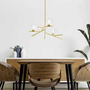 miloox by Sforzin Suspension Camely, doré brossé/clair, à 3 lampes