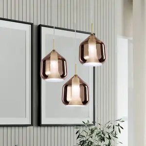 miloox by Sforzin Suspension X-Ray cuivrée/dorée 3 lampes rondes verreVendu parluminaire