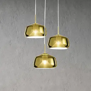 miloox by Sforzin Suspension X-Ray, doré, 3 lampes rondes, verre