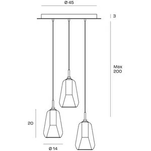 miloox by Sforzin Suspension X-Ray bronze/doré 3 lampes rondes verre