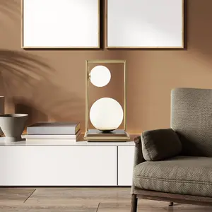 miloox by Sforzin Lampe à poser Buble dorée/opale, abat-jour gauche pas cher