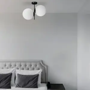 Sforzin Plafonnier Jugen noir à deux lampes, vertical pas cher