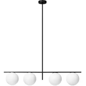 Sforzin Suspension Jugen, noire, à quatre lampes pas cher