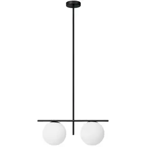 Sforzin Suspension Jugen, noire, à deux lampes pas cher