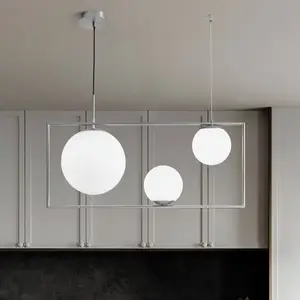 miloox by Sforzin Suspension Buble, couleur acier, 3 lampes, verre pas cher