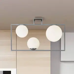 miloox by Sforzin Plafonnier Buble, couleur acier, à 3 lampes, verreVendu parluminaire