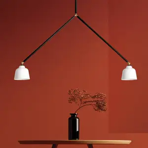 miloox by Sforzin Suspension Neoretro, à 2 lampes, noir/laiteux, artic... pas cher