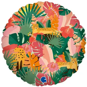 RueDeLaFete BALLON ALUMINIUM ROND JUNGLE TROPICALE 46CM pas cher