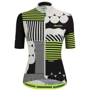 Comparateur de prix : Maillot Santini Giada Optic manche courte blanc noir vert fluo femme - Coupe Classic - XL