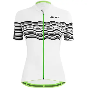 Maillot Santini Tono Profilo manche courte blanc noir vert femme - Coupe Slim - XL pas cher