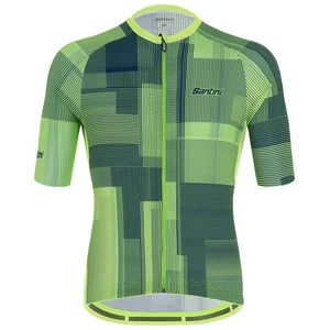 Maillot Santini Karma Kinetic manche courte vert fluo vert bleuté - Coupe Classic - S pas cher