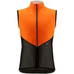 Gilet coupe-vent Santini Redux Lite orange fluo noir - Coupe Slim - M pas cher