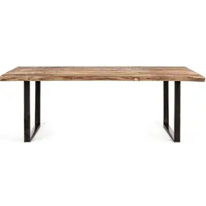 Comparateur de prix : Maisonetstyles Table À Manger 220x100x77 Cm En Acacia Et Métal - Nesly