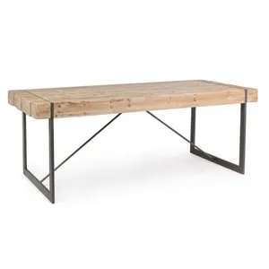 Bizzotto Table industrielle urbaine Garrett avec plateau en bois pas cher