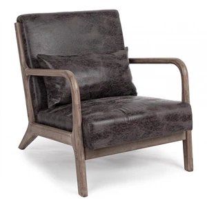 Hellin Fauteuil avec accoudoirs en lin matelassé marron pas cher