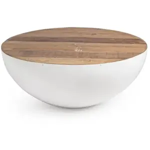 BIZZOTTO Table basse Table Basse Lancaster Plateau Bois Base Blanche