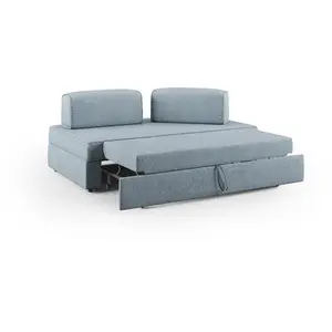 Divani.store Liberty Canapé avec pouf extractible - Bleu pastel pas cher