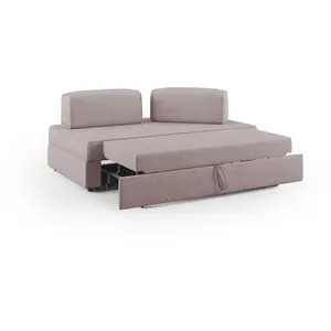 Divani.store Liberty Canapé avec Pouf - Rose - 160 cm pas cher