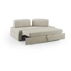 Divani.store Liberty Canapé avec pouf extractible 160 cm - Crème pas cher