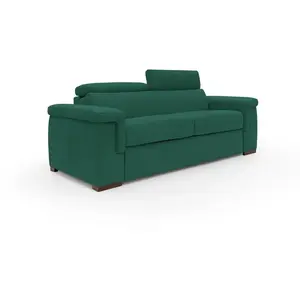 Comparateur de prix : Divani.store Giunone Canapé convertible avec matelas de 18 cm et têtières inclinables en tissu imperméable T02 220 cm (mat. 140x297) vert