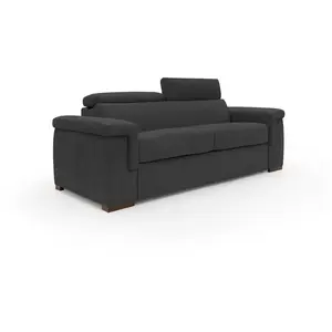 Divani.store Giunone Canapé convertible matelas H18 cm en tissu imperméable T02 200 cm (mat.120x197) noir pas cher