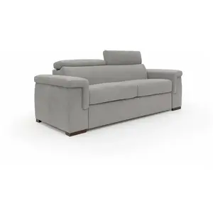 Comparateur de prix : Divani.store Giunone Canapé convertible avec matelas de 18 cm et têtières inclinables en tissu imperméable T02 240 cm (mat. 160x297) gris clair