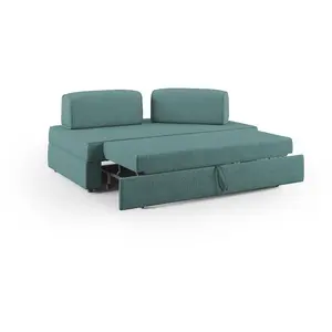 Divani.store Liberty Canapé avec pouf extractible - Tissu imperméable 160 cm Bleu Canard
