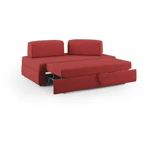 Divani.store Liberty Canapé avec pouf - Rouge