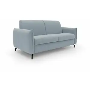 Divani.store Scarlet Canapé lit convertible en tissu coton mixte imperméable T19 195 cm (mat.140x197) bleu pastel pas cher
